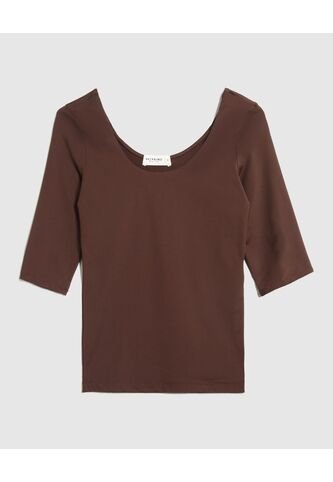 Camiseta Para Mujer Manga 3/4 Cuello Redondo Color Café Marca Patprimo #30093803 Patprimo