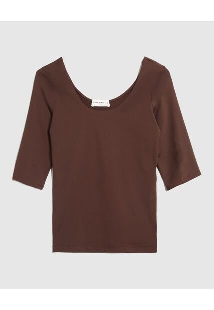 Camiseta Para Mujer Manga 3/4 Cuello Redondo Color Café Marca Patprimo #30093803