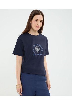 Camiseta Para Mujer Manga Corta Cuello Redondo Color Azul Marca Patprimo #30093736