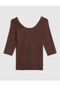 Camiseta Para Mujer Manga 3/4 Cuello Redondo Color Café Marca Patprimo #30093803 de Patprimo