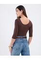 Camiseta Para Mujer Manga 3/4 Cuello Redondo Color Café Marca Patprimo #30093803 de Patprimo