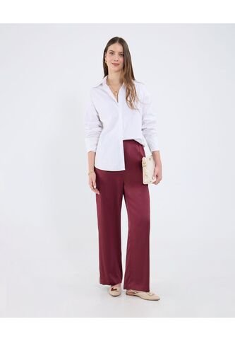 Pantalón En Satin  Para Mujer Vino Patprimo Patprimo