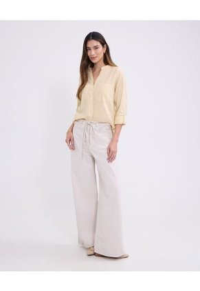 Blusa Manga Larga Unicolor   Para Mujer Amarillo Patprimo