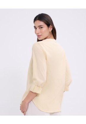 Blusa Manga Larga Unicolor   Para Mujer Amarillo Patprimo