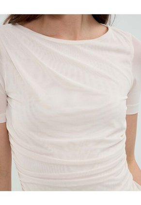 Camiseta Manga Corta   Para Mujer Crema Patprimo