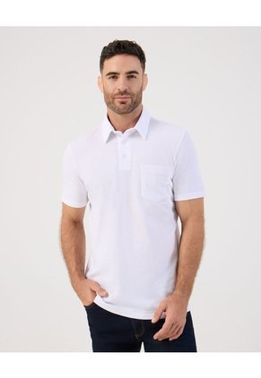 Polo Con Bolsillo   Para Hombre Blanco Patprimo