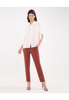 Camisa Con Lunares En Tela  Para Mujer Beige Patprimo
