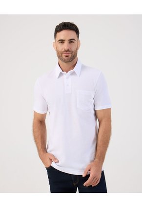 Polo Con Bolsillo   Para Hombre Blanco Patprimo