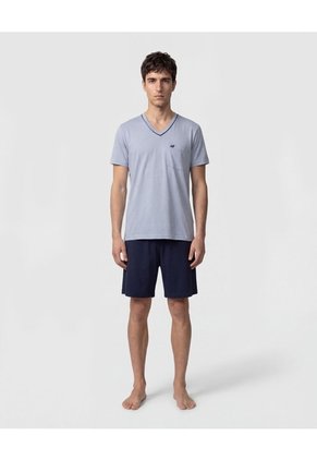 Conjunto De Pijama Unicolor Para Hombre Azul Patprimo