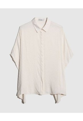 Camisa Con Lunares En Tela  Para Mujer Beige Patprimo