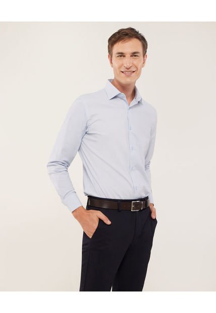 Camisa Para Hombre Manga Larga Sin Bolsillo Cuello Italiano Color Azul Claro Marca Patprimo #44012582