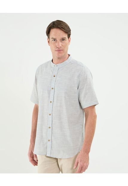 Camisa Para Hombre Manga Corta Sin Bolsillo Cuello Neru Color Gris Marca Patprimo #44013132