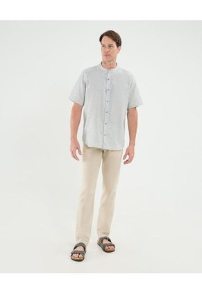 Camisa Para Hombre Manga Corta Sin Bolsillo Cuello Neru Color Gris Marca Patprimo #44013132