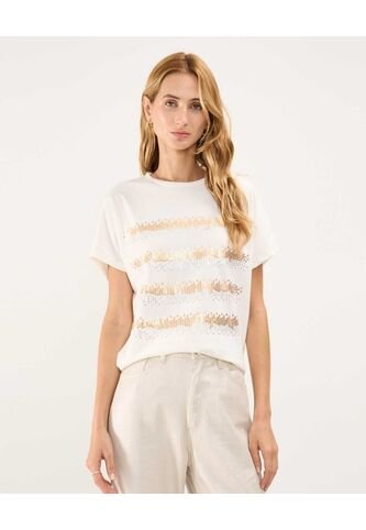 Camiseta Para Mujer Manga Corta Color Crema Marca Patprimo #30093579 Patprimo