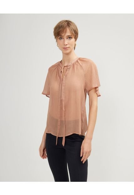 Blusa Para Mujer Manga Corta Color Café Marca Patprimo #30123308
