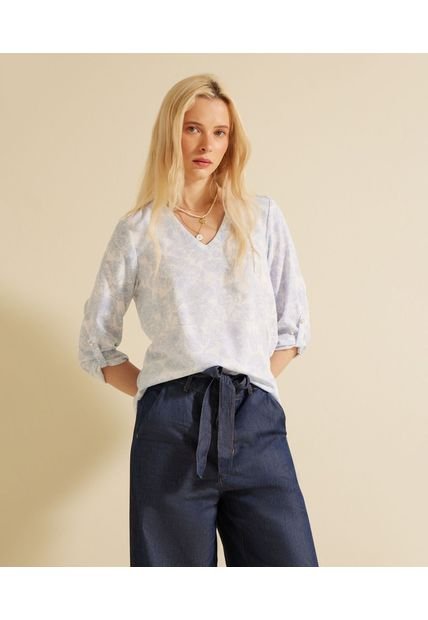 Blusa Para Mujer Manga 3/4 Color Azul  Marca Patprimo #30122897