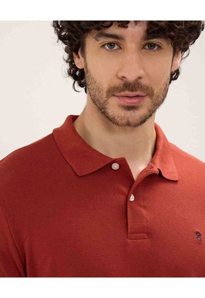 Polo Para Hombre Cuello Tejido Sin Bolsillo Color Terracota Marca Patprimo #44112696