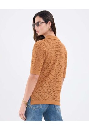 Polo Para Mujer Manga Corta Color Café Marca Patprimo #30110453