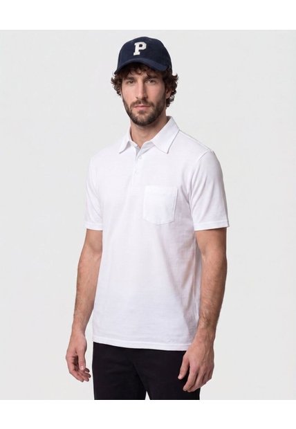 Polo Con Bolsillo De Parche Para Hombre  Para Hombre Blanco Patprimo