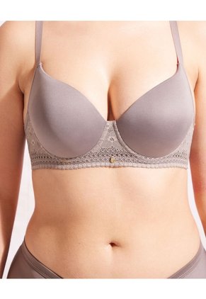 Brasier Copa Entera Unicolor Base En Encaje Para Mujer Café Patprimo