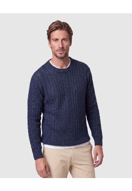 Saco De Punto Con Trenzas Para Hombre  Para Hombre Azul Patprimo