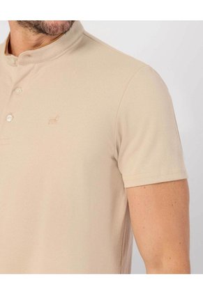 Polo Unicolor Cuello Mao   Para Hombre Beige Patprimo