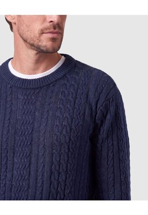 Saco De Punto Con Trenzas Para Hombre  Para Hombre Azul Patprimo