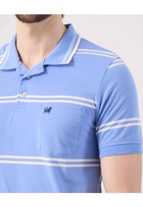 Polo A Rayas Con Bolsillo Para Hombre Azul Patprimo