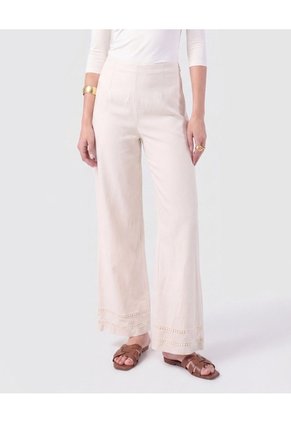 Pantalón De Bota Ancha Con Encaje Para Mujer Para Mujer Crema Patprimo