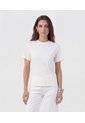 Camiseta Cuello Redondo Con Apliques   Para Mujer Blanco Patprimo de Patprimo