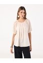 Blusa De Silueta Fluida Con Escote Fruncido  Para Mujer Beige Patprimo de Patprimo