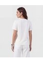 Camiseta Cuello Redondo Con Apliques   Para Mujer Blanco Patprimo de Patprimo