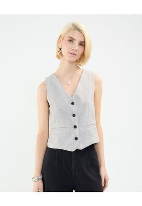 Chaleco Para Mujer Color Gris Claro Marca Patprimo #30250032