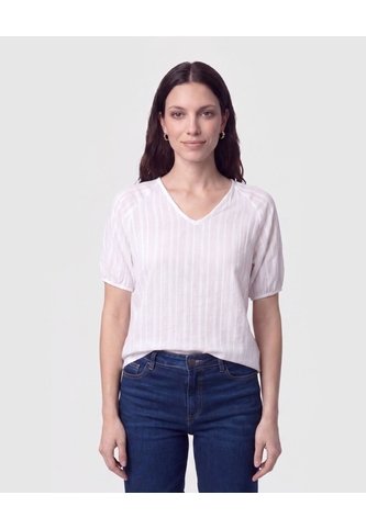 Blusa Cuello En V Manga Raglán   Para Mujer Blanco Patprimo Patprimo