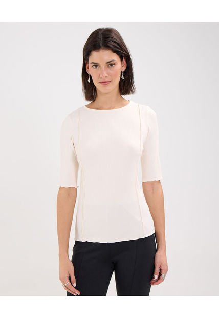Camiseta Para Mujer Manga Corta Color Beige Marca Patprimo #30093582