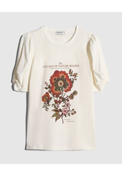 Camiseta Para Mujer Manga Corta Cuello Redondo Color Hueso Marca Patprimo #30093592