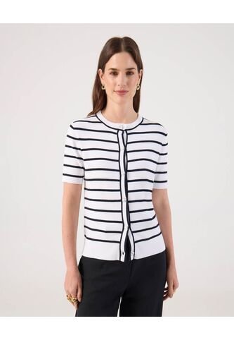 Camiseta A Rayas Con Botones   Para Mujer Blanco Patprimo Patprimo