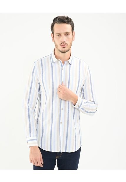 Camisa Para Hombre Manga Larga Con Bolsillo Cuello Casual C Color Azul Claro Marca Patprimo #44013085