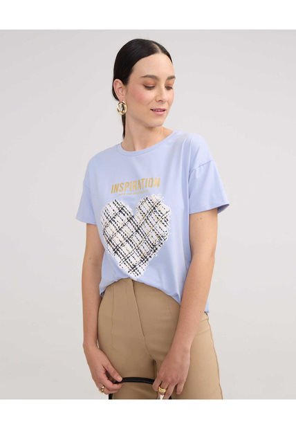 Camiseta Para Mujer Manga Corta Color Azul Claro Marca Patprimo #30093556