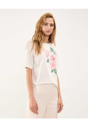 Camiseta Para Mujer Manga Corta Color Crema Marca Patprimo #30093564