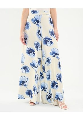 Pantalón Fluido Estampado Para Mujer Crema Patprimo