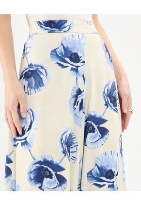 Pantalón Fluido Estampado Para Mujer Crema Patprimo