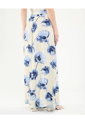 Pantalón Fluido Estampado Para Mujer Crema Patprimo