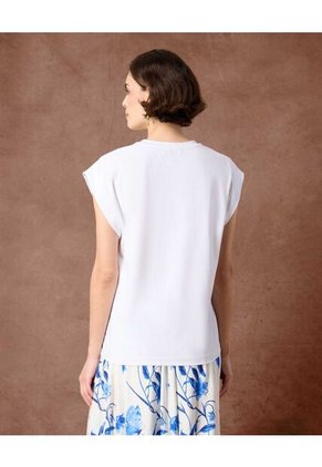 Camiseta  Para Mujer Manga Corta Cuello Redondo Color Blanco Marca Patprimo #30093892