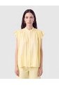 Blusa Cuello Alto Con Vuelos   Para Mujer Amarillo Patprimo de Patprimo