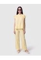 Blusa Cuello Alto Con Vuelos   Para Mujer Amarillo Patprimo de Patprimo
