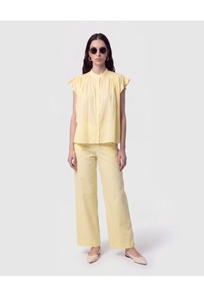 Blusa Cuello Alto Con Vuelos Para Mujer Amarillo Patprimo