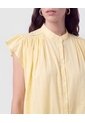 Blusa Cuello Alto Con Vuelos   Para Mujer Amarillo Patprimo de Patprimo