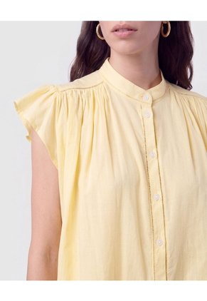 Blusa Cuello Alto Con Vuelos Para Mujer Amarillo Patprimo