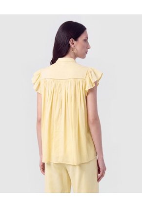 Blusa Cuello Alto Con Vuelos Para Mujer Amarillo Patprimo